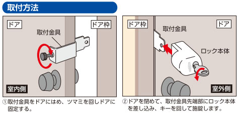 入られたくない部屋のカギに。内開き扉用室内錠スタンダード取付方法