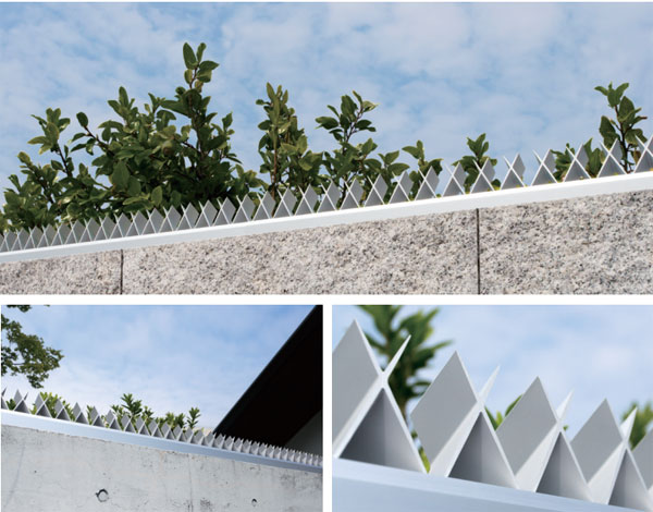 十分な防犯性能を備えながらも風景に違和感なく溶け込めるデザインの忍び返しAGx取付けイメージ