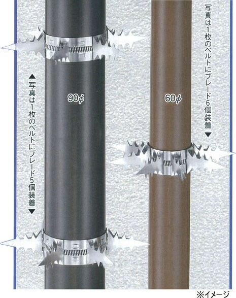 忍び返しベルトブレード屋外雨どい取付イメージ