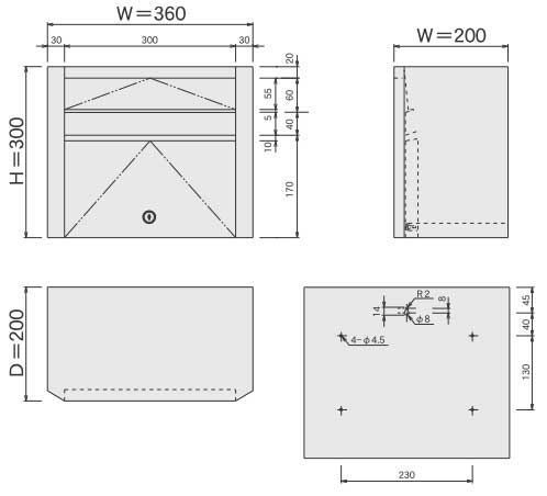 郵便受け箱ステンレスポスト686ディンプルキー仕様サイズ