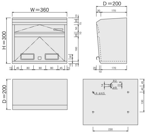 郵便受け箱ステンレスポスト681サイズ