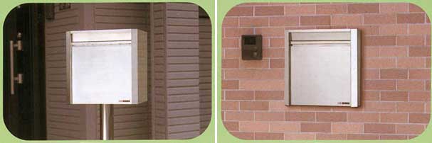 ステンレス郵便受け箱(ポスト)662スタンド・壁面埋め込み設置イメージ