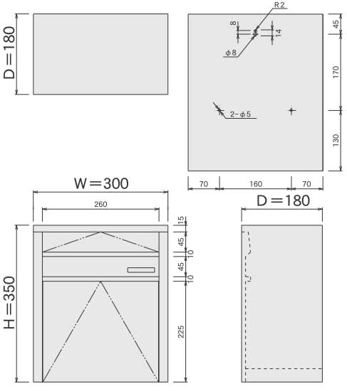 郵便受け箱(ステンレスポスト)685サイズ