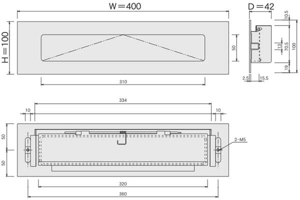 郵便受け(ステンレスポスト口)632サイズ