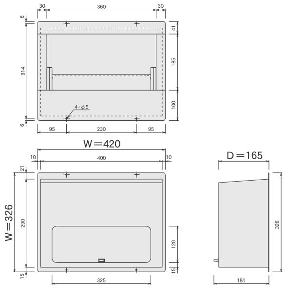 郵便受け(ステンレスポスト受け箱)670サイズ