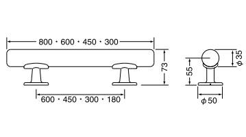 木製ミニ手すりサイズ