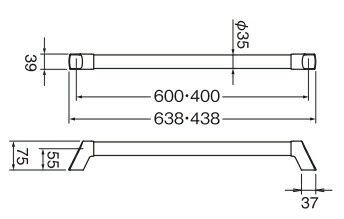白基調の明るい内装にマッチする木製補助手すりI型サイズ