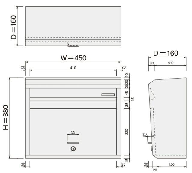 郵便受け箱(奥行スリムポスト)688サイズ