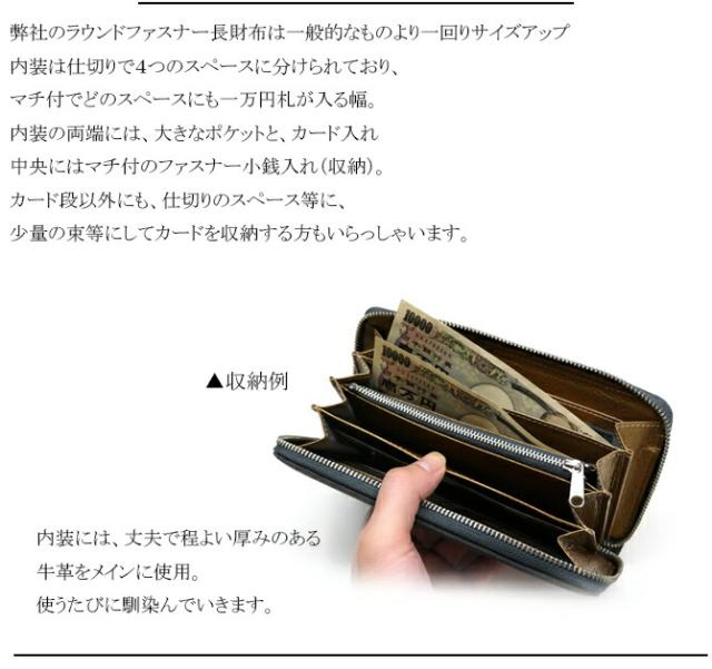 綿織物(倉敷帆布使用) ラウンドファスナー長財布