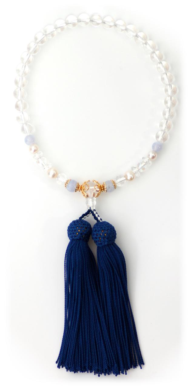 パワーストーン数珠カルセドニー水晶