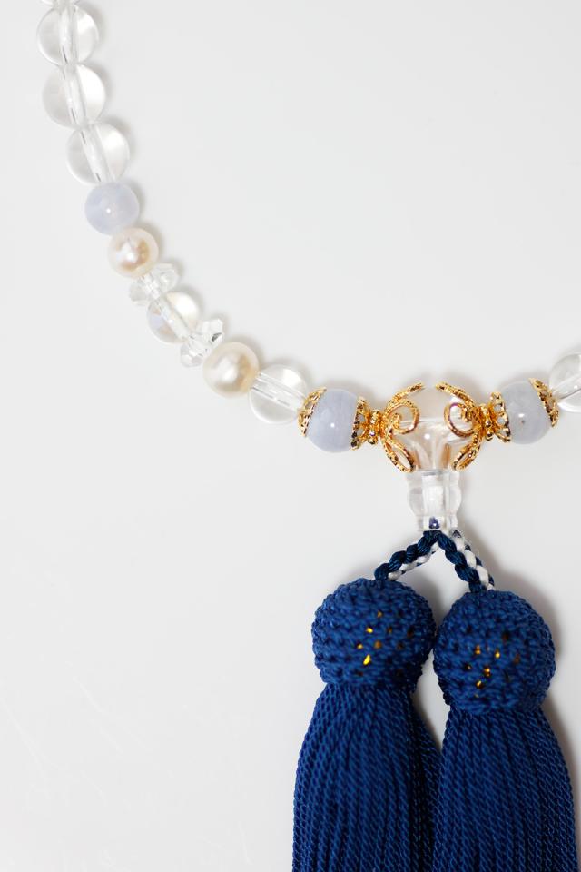 パワーストーン数珠カルセドニー水晶