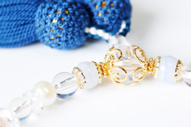 パワーストーン数珠カルセドニー水晶