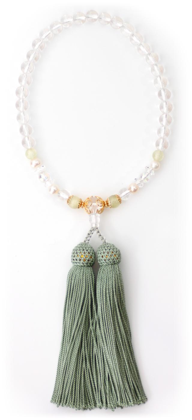 パワーストーン数珠霧緑オニキス水晶