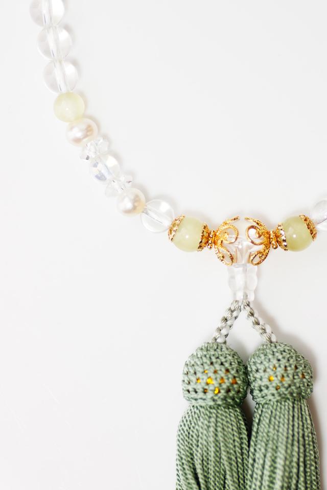 パワーストーン数珠霧緑オニキス水晶