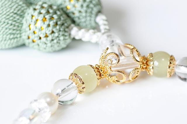 パワーストーン数珠霧緑オニキス水晶