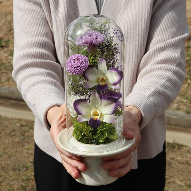 ガラスドーム　お供え プリザーブドフラワー