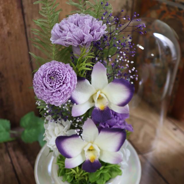 ガラスドーム　お供え プリザーブドフラワー