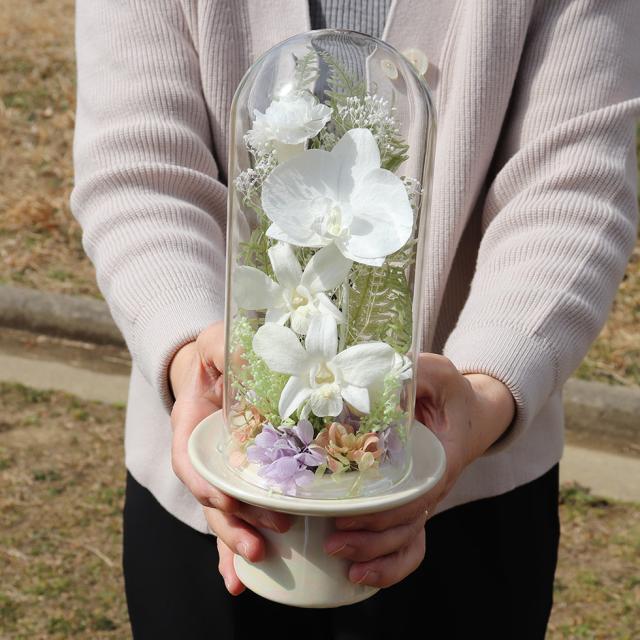 ガラスドーム　お供え プリザーブドフラワー