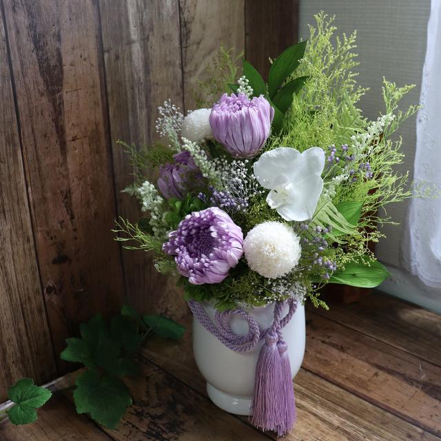 プリザーブドフラワー仏花 仏壇花 紫雲 お供え お悔やみ