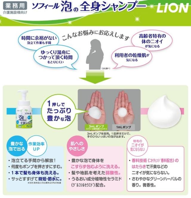 ライオン　ソフィール　泡の全身シャンプー　4.5L×3本入●ケース販売お徳用
