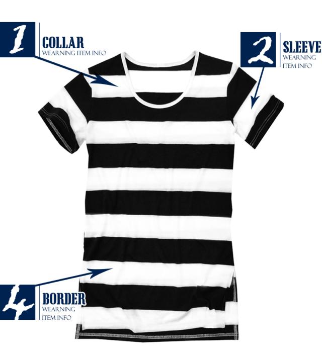 ボーダー 半袖 ロング丈 Tシャツ インナー トップス ペア U