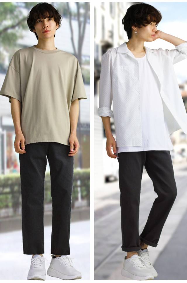 メンズ パンツ ストレッチ ストレート デニムパンツ ワイド