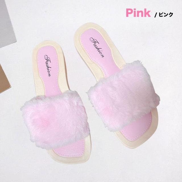 ファーサンダル レディース