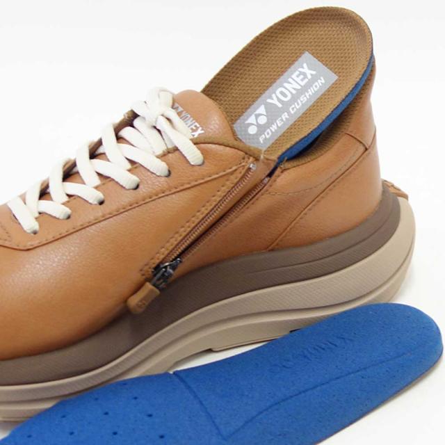 ヨネックス YONEX M128 142 ライトブラウン（メンズ） 撥水 快適ウォーキング パワークッションプラス ハンズフリー 楽々フィット 3.5E 膝 腰 負担軽減 旅行 靴