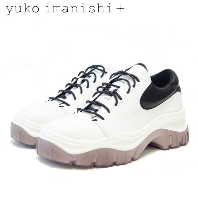 【SALE】 ユーコ イマニシ yuko imanishi +  726040 MARUCO ホワイト 上質レザー スニーカー 厚底  展開サイズ 23cm 23.5cm 24cm 24.5cm「靴」