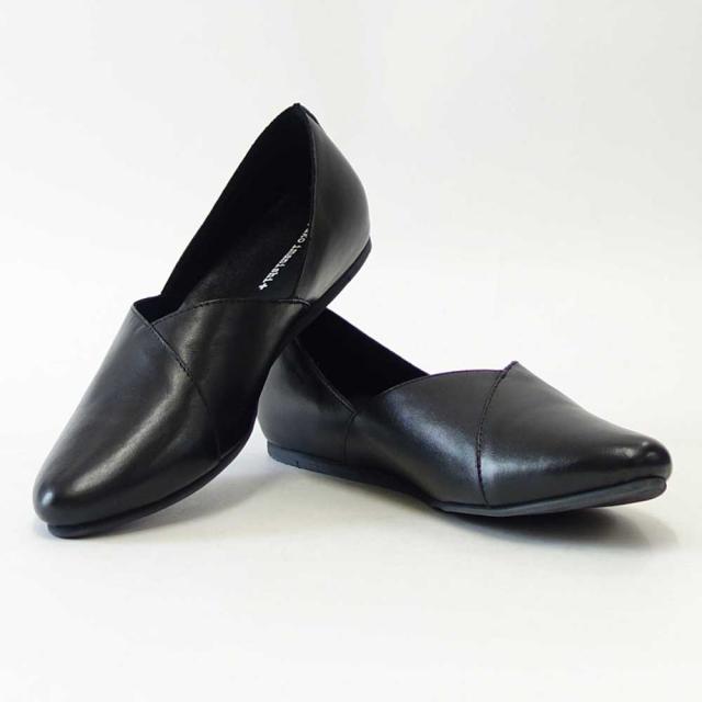 ユーコ イマニシ yuko imanishi +   76149 ブラック 甲深 Vカット フラット スリッポンシューズ  展開サイズ 23.5cm 24cm 24.5cm「靴」