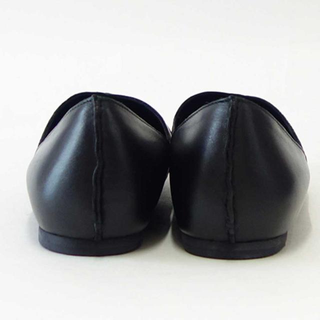 ユーコ イマニシ yuko imanishi +   76149 ブラック 甲深 Vカット フラット スリッポンシューズ  展開サイズ 23.5cm 24cm 24.5cm「靴」