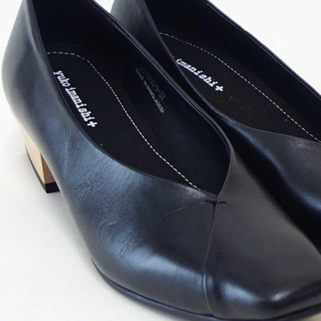 ユーコ イマニシ yuko imanishi +   791030 MICHIKO ブラック スクエアートゥ Vカット パンプス 3.5cm 「靴」