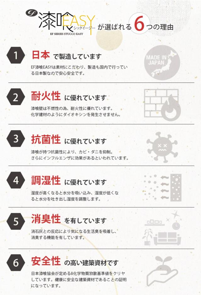 EF漆喰EASY （シックイージー）が選ばれる6つの理由