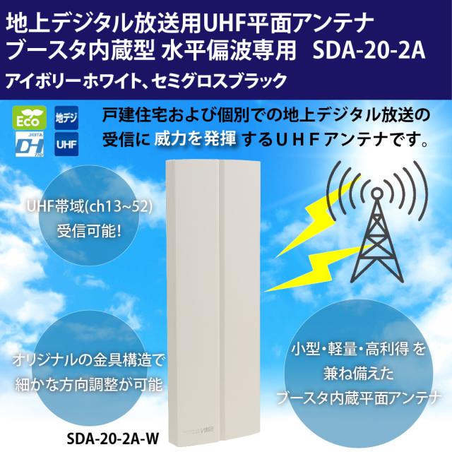 SDA-20-2A 地上デジタル放送用ブースタ内蔵UHF平面アンテナ 水平専用 サン電子