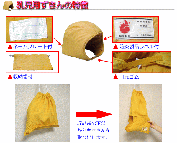 ずきんのサイドに名札付。耳穴付なので声がはっきり聞こえます。