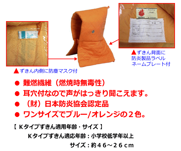 　　　ずきんのサイドに名札付。耳穴付なので声がはっきり聞こえます。