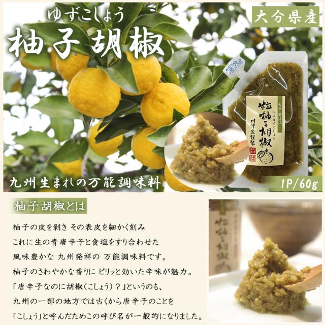 柚子胡椒 柚子こしょう 3P (1P/60g) 送料無料 ゆず胡椒 ゆず 柚子 こしょう 青唐辛子 チューブ パウチ 調味料 国産 川津食品 大分県産 いいBUYストア