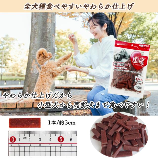 ジャーキー 犬 おやつ やわらかビーフ ひとくちタイプ 2Pセット 1P 360g 送料無料 全犬種用 犬用おやつ ドッグフード ペットフード 乾燥肉 国産素材使用 間食用 国産 ITFC いいBUYストア