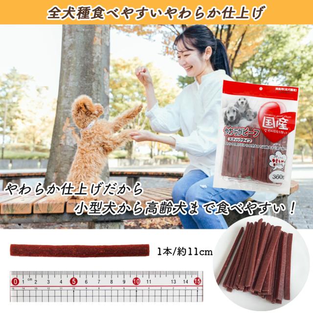 ジャーキー 犬 おやつ やわらかビーフ スティックタイプ 2Pセット 1P 360g 送料無料 全犬種用 犬用おやつ ドッグフード ペットフード 乾燥肉 国産素材使用 間食用 国産 ITFC いいBUYストア