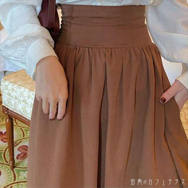 ロングスカート 2色 コルセット 編み上げ リボン ロング丈