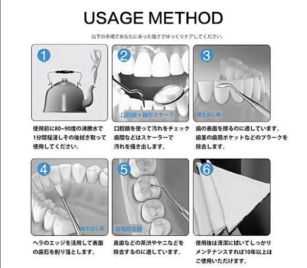 歯石取り器具 5本セット ステンレス製 自宅用 デンタルツール 歯 ヤニ