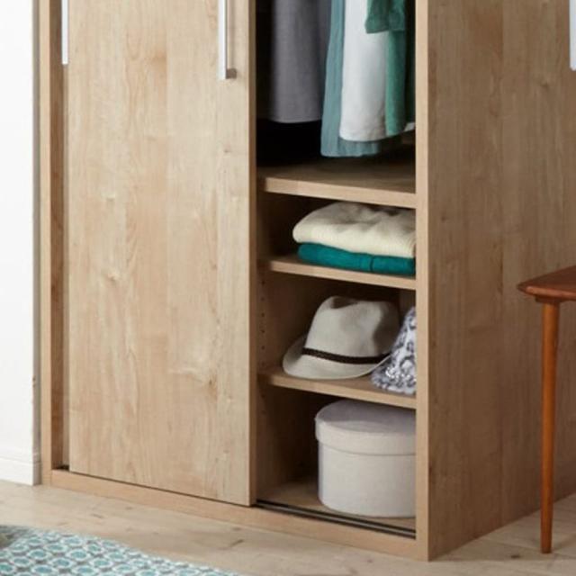 天然木調 引き戸クローゼットハンガー オシャレな北欧風デザイン】天然木調 引き戸クローゼットハンガー 幅