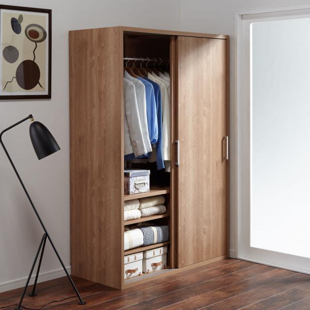 【期間限定】天然木調 引き戸クローゼットハンガー 幅120cm オシャレな北欧風デザイン】天然木調 引き戸クローゼットハンガー 幅