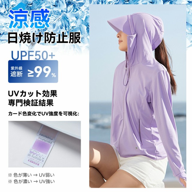 UV パーカー 冷感 -7℃ レディース UVカット 長袖 ラッシュガード 遮光 コーディング UVパーカー 4タイプ メッシュ 通気口 指穴 取り外し サンバイザー 日焼け防止 服 大きいサイズ トップス 吸湿 通気 ユニセックス 紫外線対策