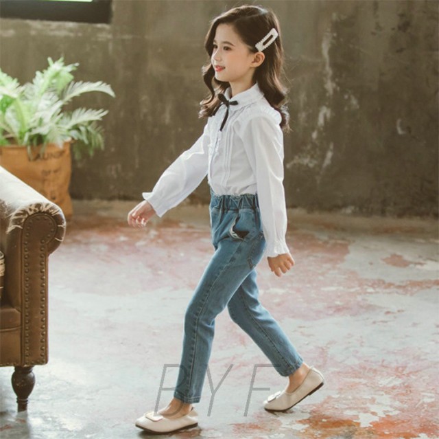 ベビー キッズ 子供服 白シャツ ブラウス 春秋 トップス 女の子 長袖 シャツ コットン リボン フリル 蝶結び フォーマル カジュアル  子どの通販はau PAY マーケット - 齊藤商店