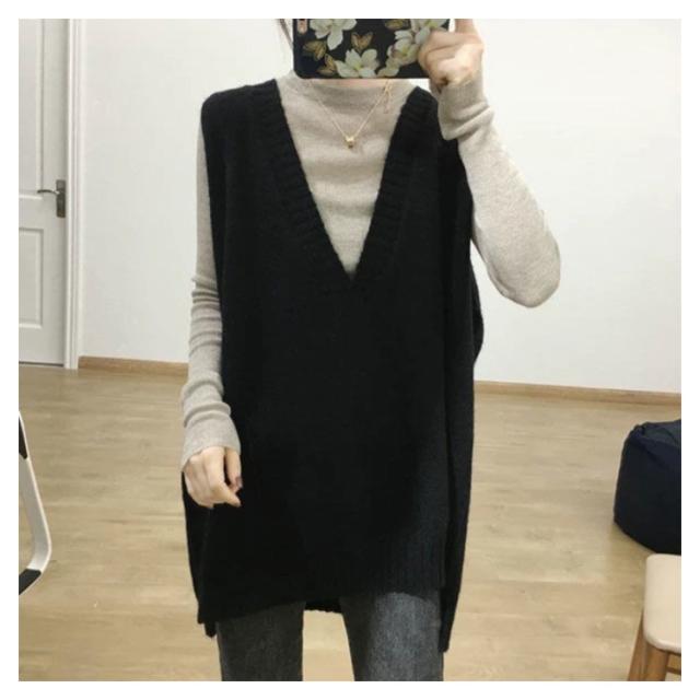 レイヤード風 ニット ベスト レディース ニットベスト 大きいサイズ