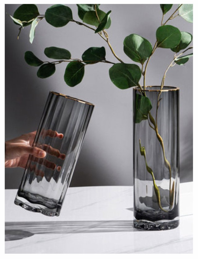 金縁 フラワーベース 花瓶 ガラス製 花瓶 おしゃれ ゴールドライン ガラス 花瓶 北欧 ガラスベース 深型 透明 シンプル アンティーク風  の通販はau PAY マーケット - shiseninshou | au PAY マーケット－通販サイト