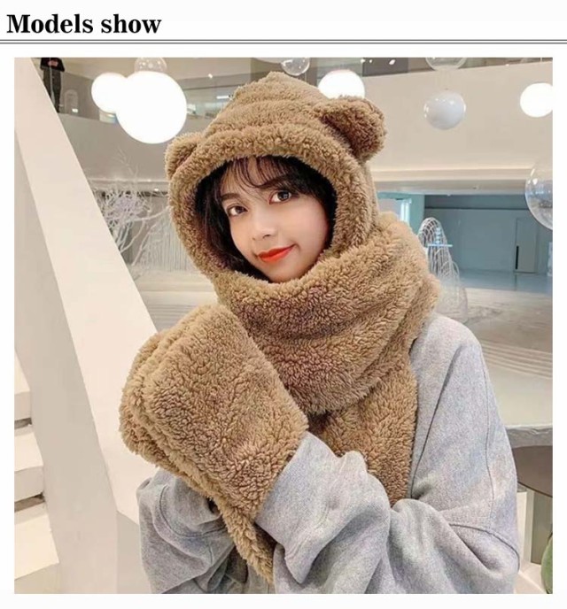 フード付きマフラー ボア帽子 ネックウォーマー レディース 一 フード付きマフラー ボア帽子 ネックウォーマー レディース 一
