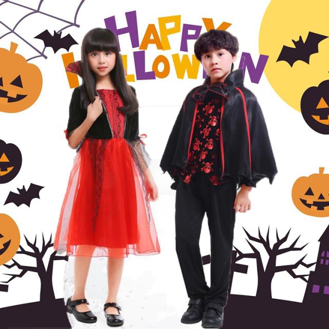 吸血鬼 ハロウィン コスプレ 子供 仮装 ワンピース ロング丈 ドレス
