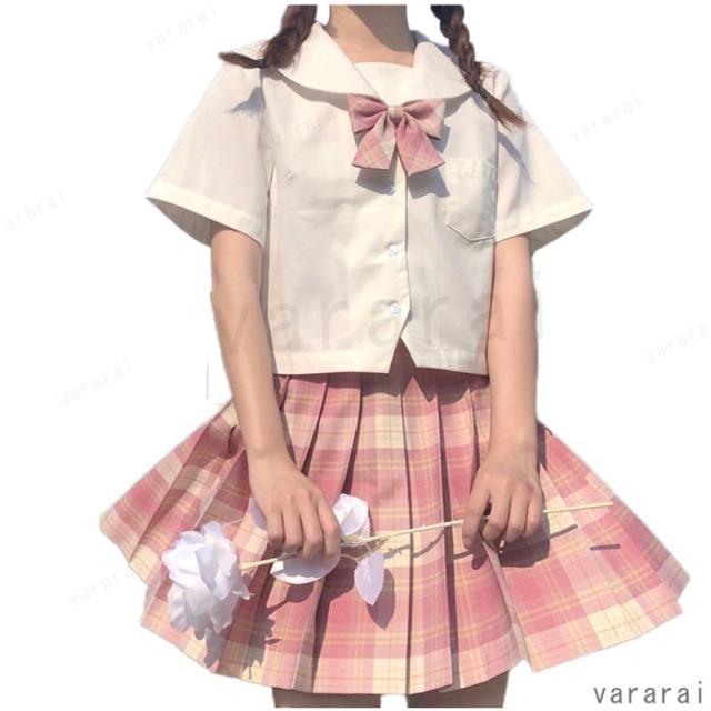 ピンク 可愛め 原宿系 学生服 チェック柄 綺麗め JK スカート 女子